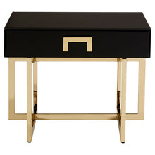 Load image into Gallery viewer, GENOA 1 DRAWER BLACK GLASS AND GOLD SIDE TABLE