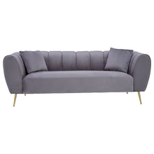 Load image into Gallery viewer, FLORANCE THREE SEATER GREY VELVET SOFA