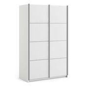 Verona Sliding Wardrobe 120cm in White with White Doors with 2 Shelves - uniQue Home Furnishing