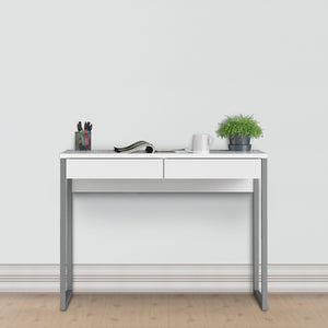 HOME OFFICE 2 DRAWER DESK GLOSS WHITE - uniQue Home Furnishing
