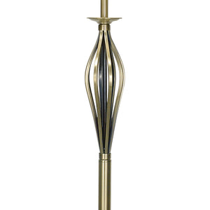 ANTIQUE BRASS FLOOR LAMP WITH GOLD SHADE