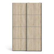 Verona Sliding Wardrobe 120cm in White with Oak Doors with 2 Shelves. - uniQue Home Furnishing