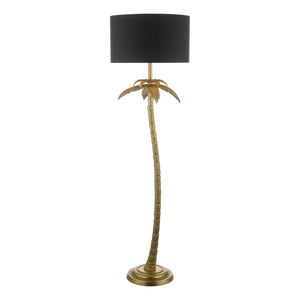 COCO PALM FLOOR LAMP ANTIQUE GOLD WITH SHADE