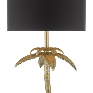 COCO PALM FLOOR LAMP ANTIQUE GOLD WITH SHADE