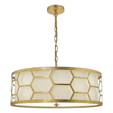 Load image into Gallery viewer, FOUR LIGHT GOLD PENDANT WITH IVORY SHADE