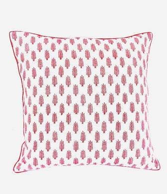 HAND BLOCK PRINT JAIPUR RED PIPED CUSHION COVER - uniQue Home Furnishing