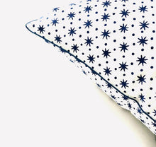 Load image into Gallery viewer, HAND BLOCK PRINT INDIGO BLUE SCATTERED STAR CUSHION - uniQue Home Furnishing