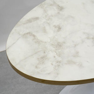 WHITE MARBLE OVAL HIGH GLOSS COFFEE TABLE