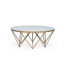 Load image into Gallery viewer, CROFTON ROUND COCKTAIL TABLE WITH MARBLED GLASS TOP