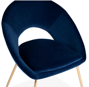 PAIR BLUE VELVET DINING CHAIRS WITH GOLD LEGS - uniQue Home Furnishing