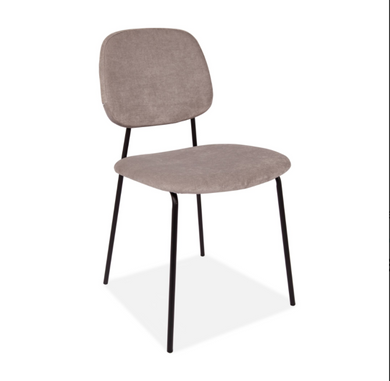 PAIR OF GREY FABRIC DINING CHAIRS WITH STYLISH BLACK LEGS - uniQue Home Furnishing