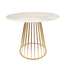 Load image into Gallery viewer, WHITE MARBLE TABLE WITH GOLD CHROME LEGS - uniQue Home Furnishing