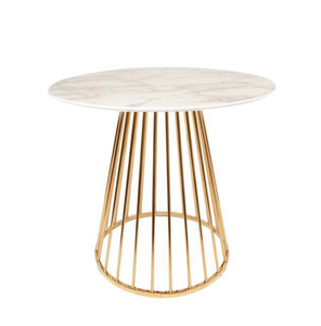 WHITE MARBLE TABLE WITH GOLD CHROME LEGS - uniQue Home Furnishing