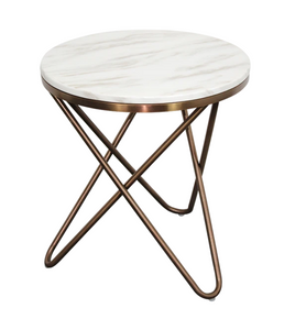 SEEL FAUX MARBLE TOP SIDE TABLE - uniQue Home Furnishing