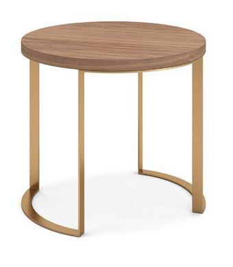LOMENTA ROUND WALNUT TOP SIDE TABLE - uniQue Home Furnishing