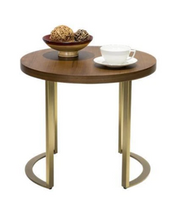 LOMENTA ROUND WALNUT TOP SIDE TABLE - uniQue Home Furnishing