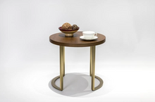 Load image into Gallery viewer, LOMENTA ROUND WALNUT TOP SIDE TABLE - uniQue Home Furnishing