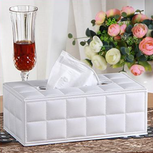CLASSIC QUILTED WHITE LEATHER TISSUE BOX - uniQue Home Furnishing