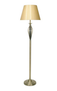 ANTIQUE BRASS FLOOR LAMP WITH GOLD SHADE