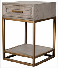 Load image into Gallery viewer, RENMIN GREY SMOKED OAK SIDE TABLE
