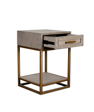 Load image into Gallery viewer, RENMIN GREY SMOKED OAK SIDE TABLE