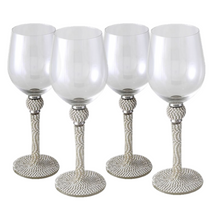 Load image into Gallery viewer, SILVER DIAMANTE WHITE WINE GLASSES SET X 4
