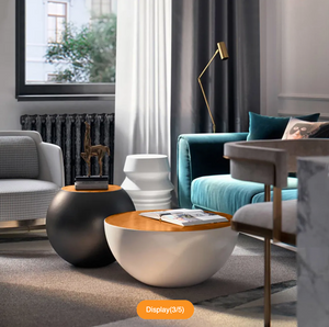MODERN ROUND DRUM COFFEE TABLE BOWL-SHAPED