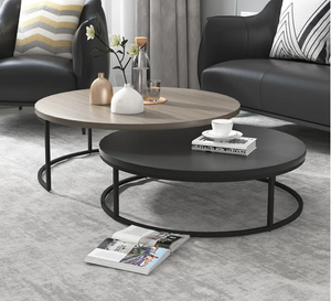 MODERN ROUND NESTING EXTENDABLE COFFEE TABLE