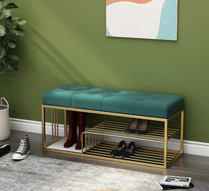 UNIQUE ENTRYWAY UPHOLSTERED BENCH WITH SHOE RACK