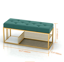 Load image into Gallery viewer, UNIQUE ENTRYWAY UPHOLSTERED BENCH WITH SHOE RACK