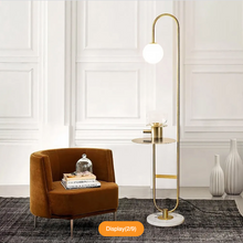 Load image into Gallery viewer, UNIQUE ARC FLOOR LAMP WITH SHELF &amp; MARBLE BASE