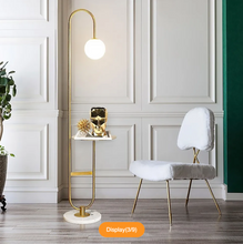 Load image into Gallery viewer, UNIQUE ARC FLOOR LAMP WITH SHELF &amp; MARBLE BASE