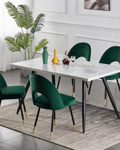Load image into Gallery viewer, GREEN VELVET DINING CHAIRS PAIR