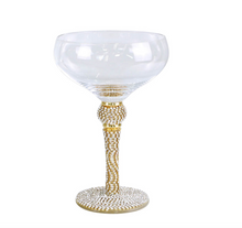 Load image into Gallery viewer, CHAMPAGNE SAUCER WITH GOLD DIAMANTE STEM &amp; BALL