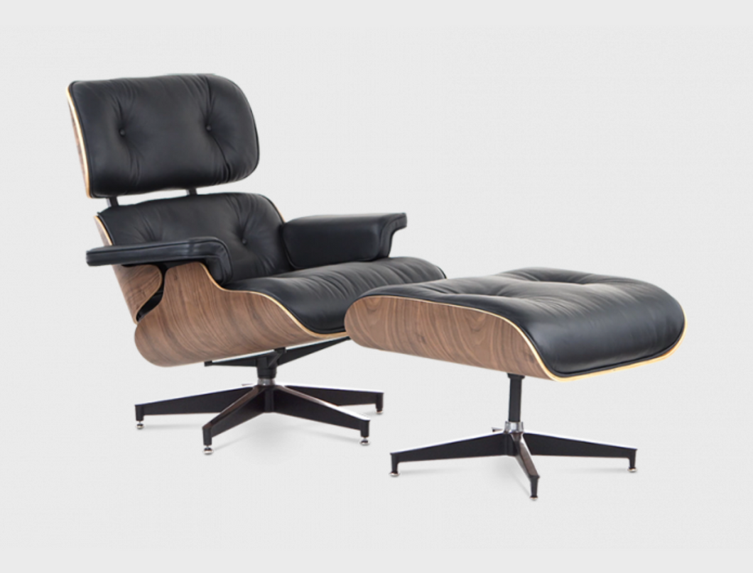 EAMES STYLE LOUNGE CHAIR AND OTTOMAN