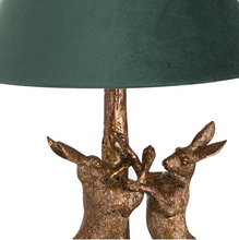 Load image into Gallery viewer, ANTIQUE GOLD MARCHING HARES TABLE LAMP