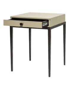 TAPER TABLE BRONZE WITH LEATHER DRAWER