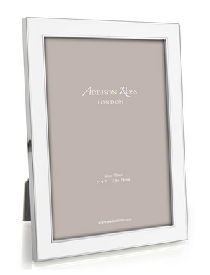 SILVER PLATED WHITE ENAMEL FRAME - uniQue Home Furnishing