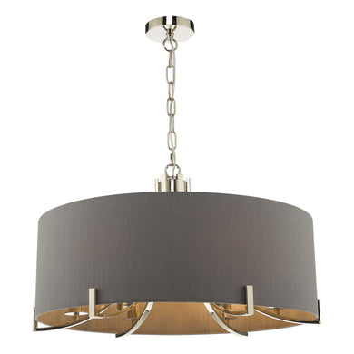 POLISHED NICKEL PENDANT LIGHT WITH GREY SHADE