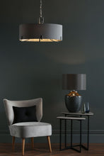 Load image into Gallery viewer, POLISHED NICKEL PENDANT LIGHT WITH GREY SHADE