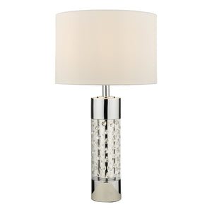 TABLE LAMP POLISHED CHROME & GLASS WITH SHADE