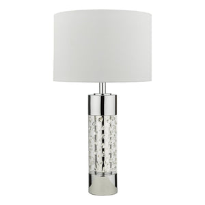 TABLE LAMP POLISHED CHROME & GLASS WITH SHADE
