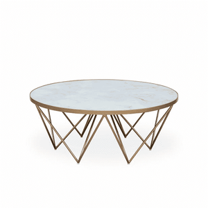 CROFTON ROUND COCKTAIL TABLE WITH MARBLED GLASS TOP