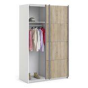 Load image into Gallery viewer, Verona Sliding Wardrobe 120cm in White with Oak Doors with 2 Shelves. - uniQue Home Furnishing