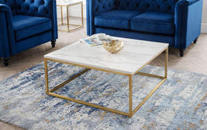 SCALA GOLD COFFEE TABLE WITH WHITE MARBLE TOP